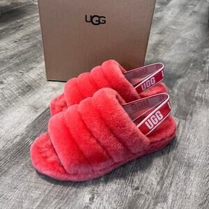Ugg Fluff Yeah Slide Neon Pink Strap Slippers Sandals w/Box 1110085 Sz 9